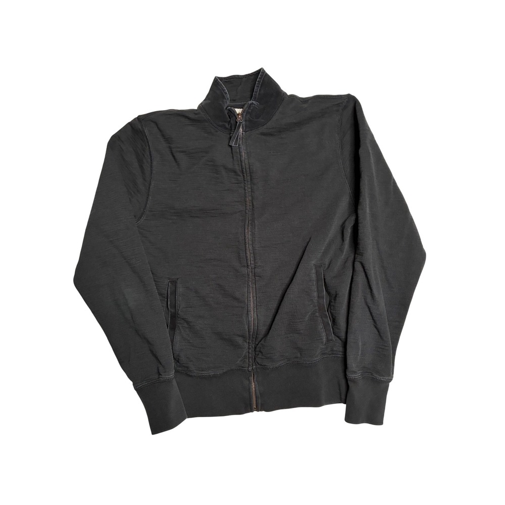 Billy Reid Mens‎ Full Zip Slub Cotton Sweatshirt Jacket Black Charcoal Small